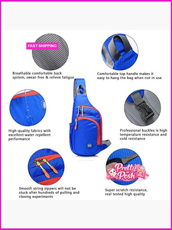 Waterproof Unisex Sling Backpack Chest Crossbody Daypack Lightweight Nylon main image 5